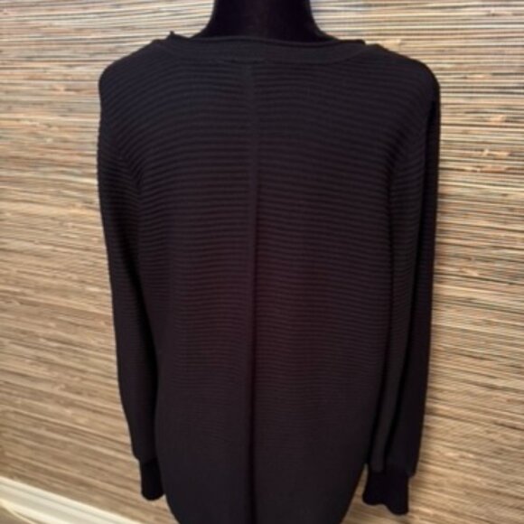 Ribbed Black Cotton Sweater - Picture 2 of 4